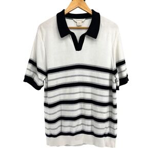 Frederik Andersen Copenhagen Knit Polo Sweater L Cotton Modal Short‎ Sleeve